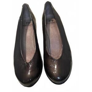 Wonders Women's Brown Patent Leather Wedge Shoes Size 40 Made in Spain